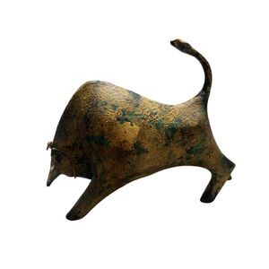Elegant Brass Bull Gold and Green Japanese Bull